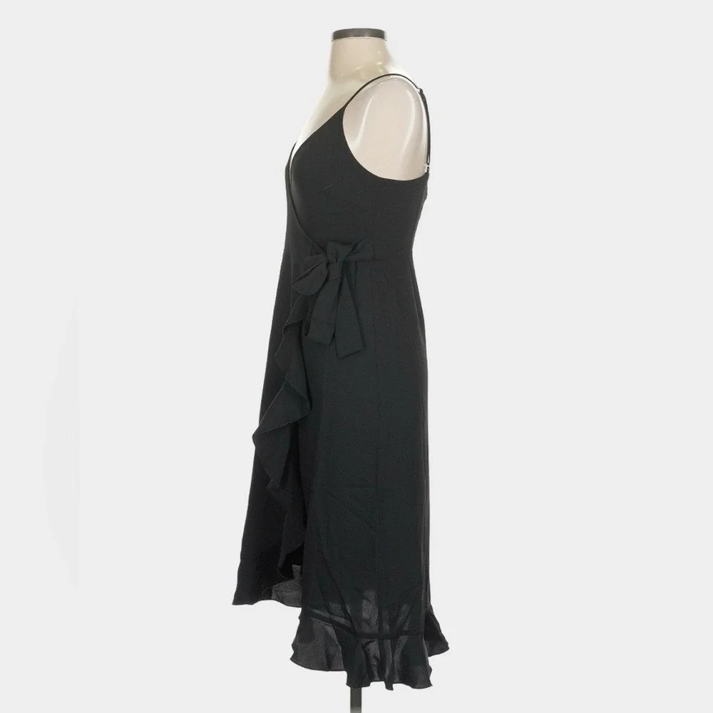 Wilfred Black Soleia Satin Ruffle Wrap Dress XS NWT Cocktail‎ Party